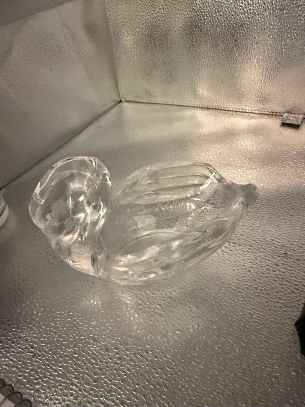 Vintage Clear Lead Glass Swan Candy Holder